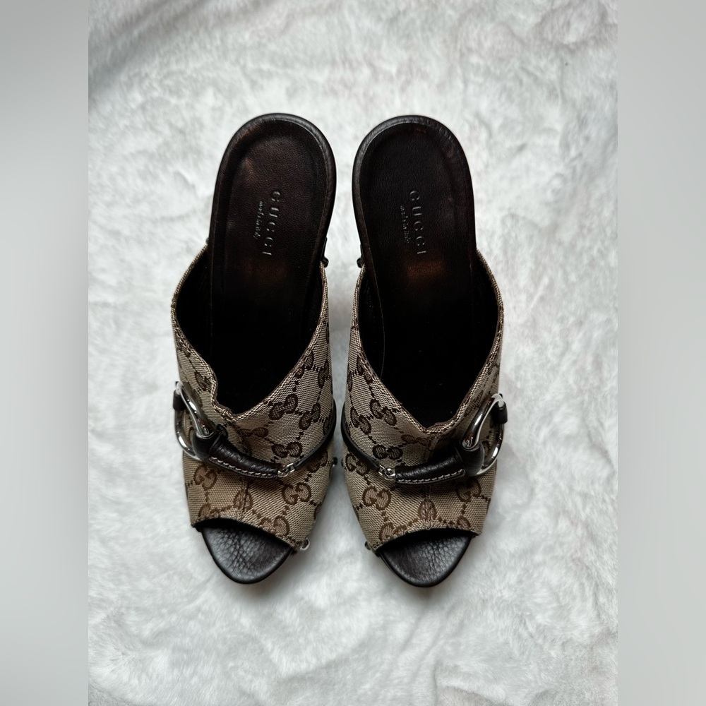 Gucci Women's Brown Monogram Mules - Picture 7 of 17